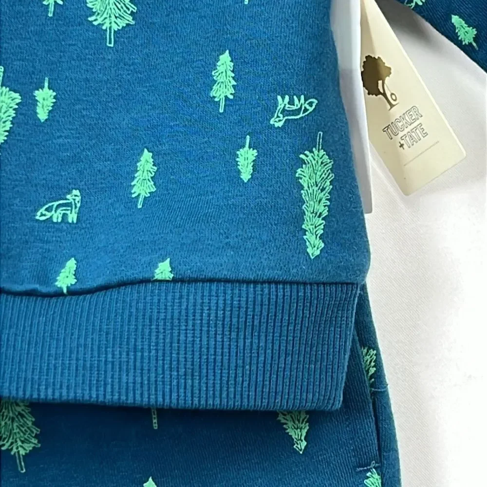 Tucker and Tate Blue Evergreen woods 2 piece sweatsuit NWT